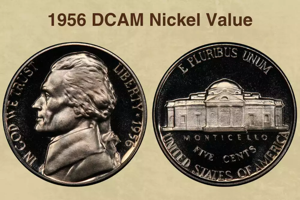 1956 Jefferson nickel proof Deep Cameo showing frosted portrait against mirror-like fields